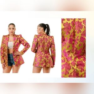 Sophisticated Floral Jacquard Women's Blazer